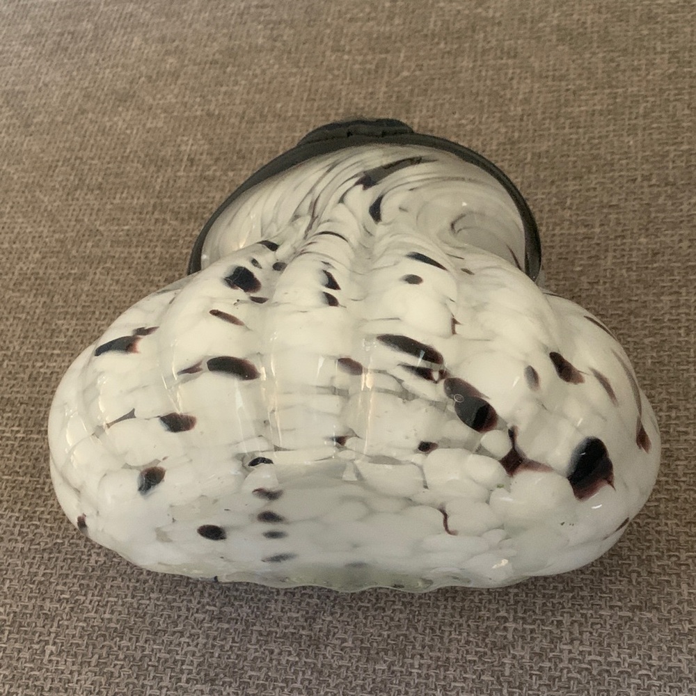 Vintage Handblown White and Black Swirl Art Glass Purse Decorative Sculpture - Picture 5 of 6
